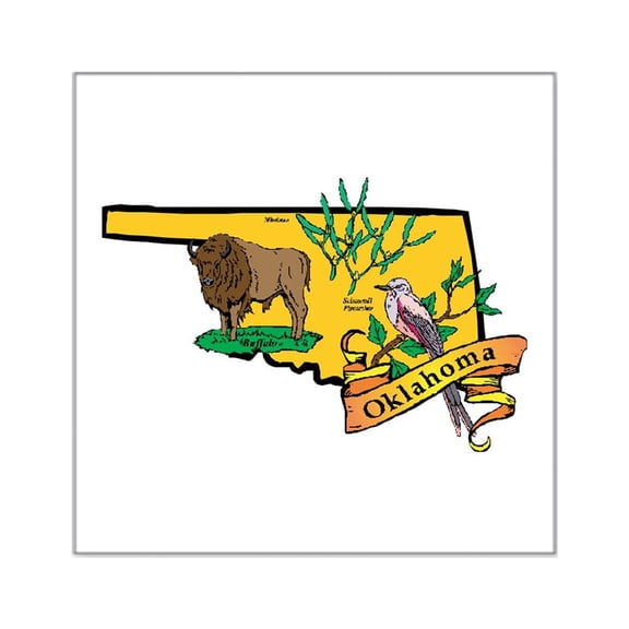 CafePress - Oklahoma Map Square Sticker 3 X 3 - Square Sticker 3" x 3"