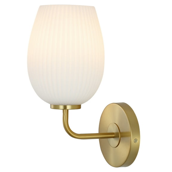 SAFAVIEH Idina A19 Gold Glass Wall Sconce with White 100% Glass Shade