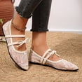 thumbnail image 5 of IEMIEMIEM Womens Mesh Mary Jane Flats Lace Mesh Ballet Flats Elegant Square Toe Slip on Flats Lightweight Breathable Summer Party Walking Shoes White, 5 of 10