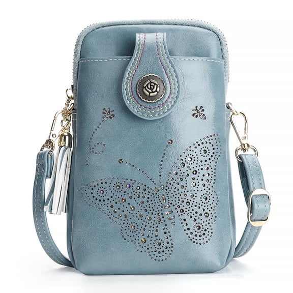 APHISON Small Crossbody Bag for Women,Butterfly Cell Phone Purse Womens Shoulder Handbags Wallet Purse with Credit Card Slots Adjustable Guitar Strap