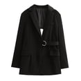 thumbnail image 2 of Great Gifts for Less Ofreoo Womens Solid Color Belt Backless Waist Cinched Long Sleeved Suit Jacket Lightweight Jacket Women, 2 of 9