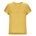 thumbnail image 4 of Lmnyox V Neck T Shirt for Women Short Sleeve Casual Loose Summer Shirts Solid Color Fashion Basic Tees Tops, 4 of 7