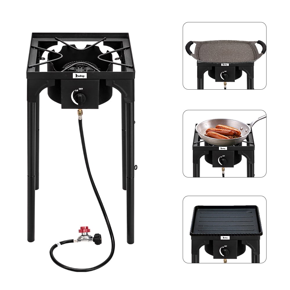 Lowestbest Portable Outdoor Camp Stove, High Pressure Propane Gas Cooker for Home Camping, Black