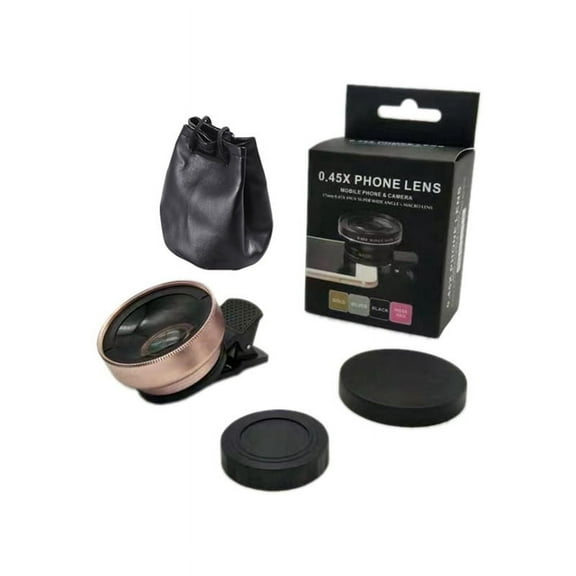 Phone Camera Lens 0.45X Ultra Wide Angle   12.5X Macro Lens Universal Clip-on Camera Lens for Most Smartphones Rose Gold