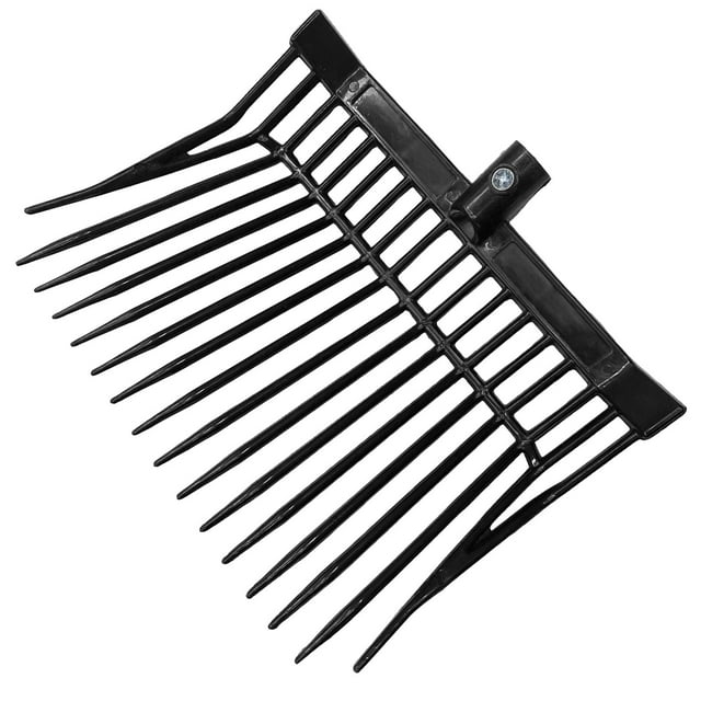 Cabezal de repuesto para horquilla de estiércol de caballo, cabezal de horca, rastrillo multiusos para estiércol de caballo, para heno, malezas, Negro
