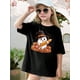 thumbnail image 1 of Halloween Ghost Pumpkin Witch Hat T-Shirt - Spooky Season Graphic Tee For Women Men Kids - Cute Fall outfit For Trick or Treating Costume Parties events, 1 of 7