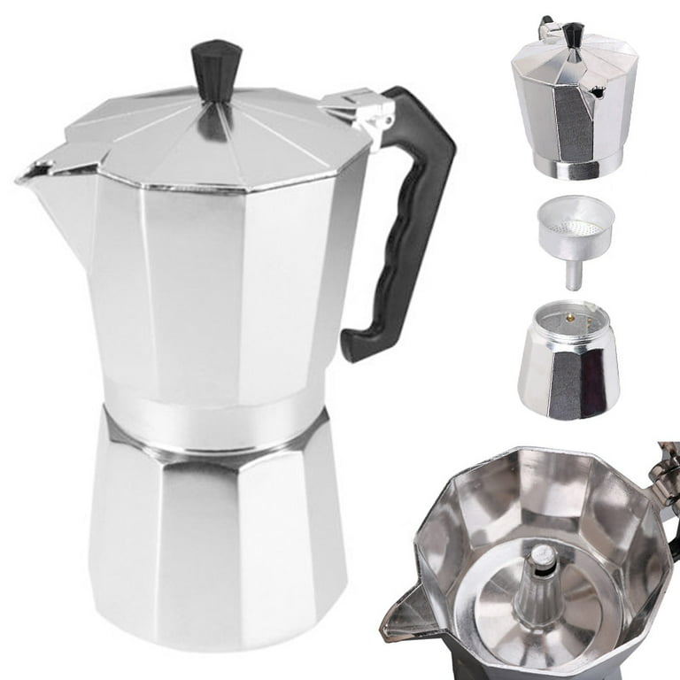 9 Cup Stovetop Coffee Maker Italian Espresso Stainless Steel Mocha Pot Cafeteria