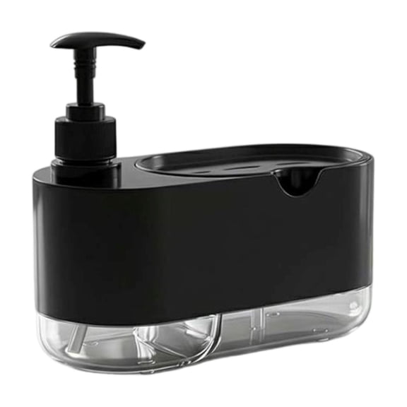 Kitchen Soap Dispenser 2-in-1 with Sponge Holder 7.9" Transparent Plastic Pump for Sink Countertop Cleaning