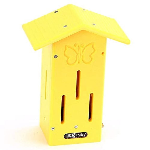 Birds Choice SNPMBFH Pole Mount Poly-Lumber Butterfly House with Engraved Butterfly Silhouette, 12.25", Yellow