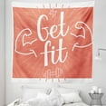 thumbnail image 1 of Fitness Tapestry, Get It Lettering with Bodybuilder Man Arms Biceps Be Strong Achievement, Fabric Wall Hanging Decor for Bedroom Living Room Dorm, 5 Sizes, Coral and White, by Ambesonne, 1 of 1