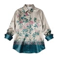 thumbnail image 4 of Women's Shirt Blouse Print Button Long Sleeve Casual Basic Shirt Collar Regular Top, 4 of 7
