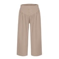 thumbnail image 7 of Lumtrix Womens Wide Leg Capri Pants 2026 Spring Summer Baggy High Waisted Trendy Cropped Trousers with Pockets Camel S, 7 of 7