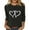 Black, variant on Fall Fashion Must Haves Women's Ribbed Knit Top 3/4 Sleeve Round Neck with Heart Print Design Tees Tshirts Blouse for Casual Wear Women Fall Clothes