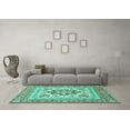 thumbnail image 3 of Ahgly Company Indoor Square Medallion Turquoise Blue Traditional Area Rugs, 5' Square, 3 of 4