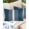 thumbnail image 4 of Waterproof Outdoor Throw Pillows with Inserts 12"x20" Set of 2, Navy Blue Beige Striped Soft Decorative Pillowcases for Couch Bedroom, Modern Farmhouse Retro Lines Pillow Covers for Sofa Living Room, 4 of 8