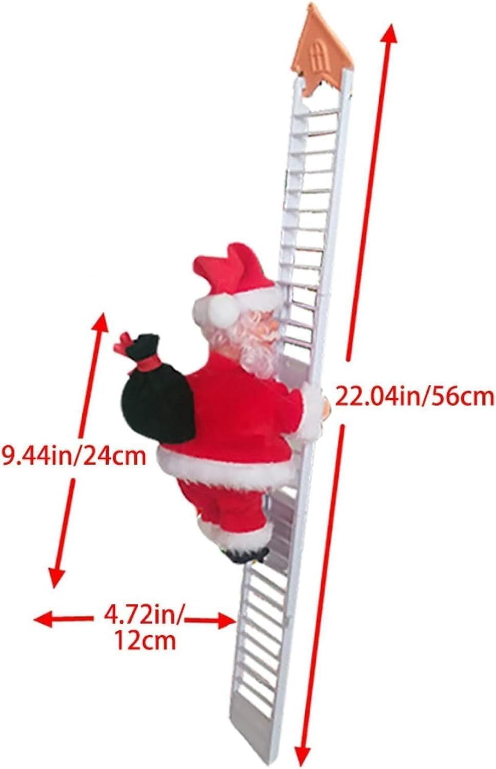 Christmas Electric Climbing Santa with Music & LED Light, Electric Climbing Ladder Santa Claus Doll for Xmas Tree Decorations Hanging Christmas Ornaments Tree Decor Holiday Party Gift