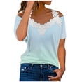 thumbnail image 1 of Blusa superior sexy de manga corta con retazos de encaje con cuello en V de verano para mujer OAVQHLG3B Store  lin121212, 1 of 4
