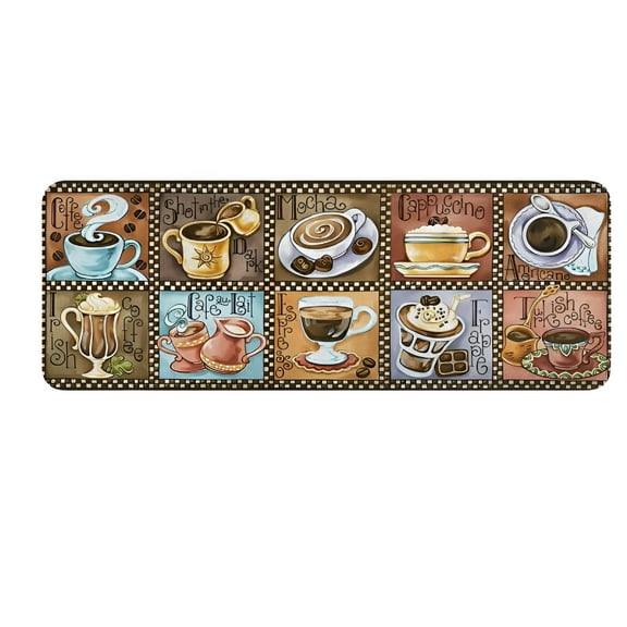 AUQ Coffee Flannel Kitchen Mat,Kitchen Rugs Mats with Dirty Resistance,Washable,Decorative Kitchen Mat Non Skid,Kitchen Rugs and Mats 47x17inch