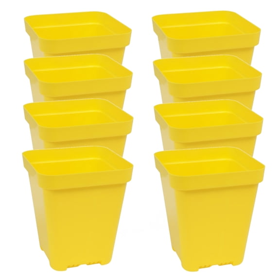 SUNPACK 5" x 5" Heavy Duty Seed Starting Square Insert Pot, Yellow, 6" (Pack of 8)