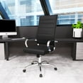 thumbnail image 3 of LeisureMod Benmar High-Back Mid-Century Modern Swivel Leather Office Chair in Black, 3 of 8