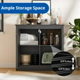 thumbnail image 3 of SAZYY Buffet Cabinet with Storage - Kitchen Storage Cabinet Wood Console Table Coffee Bar Accent Cabinets for Living Room Dining Room Entryway, 12.8"D x 31.5"W x 29.9"H Black, 3 of 10