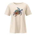 thumbnail image 3 of Graphic Tennis Tees for Women T-Shirts Sea Turtle Shirt For Women Life Graphic Tee for Everyday Casual Comfort on Spring Autumn Seasons Beige XXL, 3 of 3