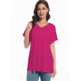 thumbnail image 3 of Women's Tshirts Casual V Neck Short Sleeve Loose Summer Tunic Tops, 3 of 6