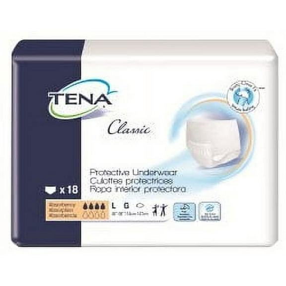 TENA Classic Adult Underwear Pull On Large Disposable Moderate Absorbency, 72514 - Pack of 18