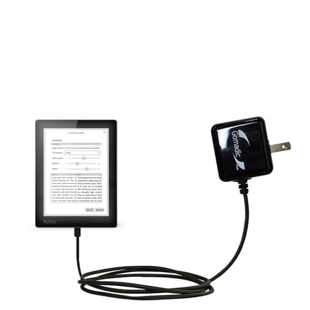 Gomadic Intelligent Compact AC Home Wall Charger suitable for the Kobo Glo - High output power with a convenient, foldable plug design - Uses TipExcha