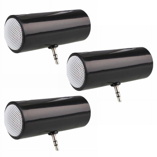 3X Mini Altavoz Estéreo con Conector de 3,5 mm, Reproductor de Música MP3 Portátil, Altavoz Amplificador para Teléfono Móvil, Tableta, PC-Negro
