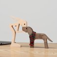 thumbnail image 1 of Figurita artesanal de madera para cachorros familiares, adorno de mesa de escritorio, modelo tallado, decoración para el hogar y la Oficina, escultura para mascotas, regalo de Navidad, 1 of 4