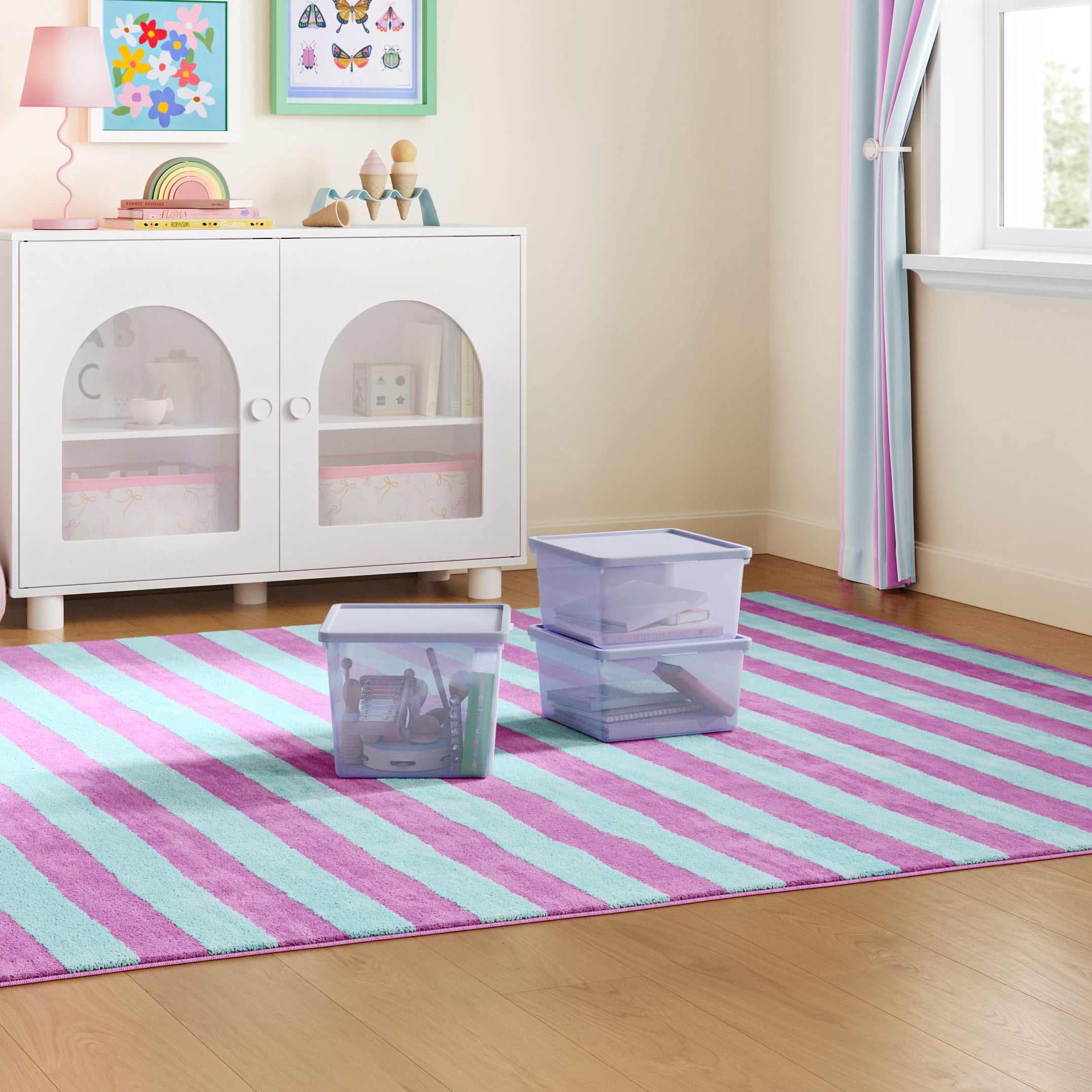 Mainstays Kids Purple Large Plastic Storage Bin with Lid