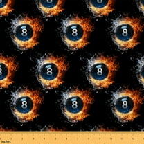 jejeloiu Billiards Print Fabric by the Yard 1 Yard, Ice and Fire Sewing Fabric, Sports Theme Room Decor Fabric by the Yard, Breathable Boys Home Decor