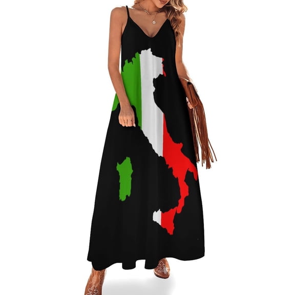 Italy Flag Map Sleeveless Dress Loose Women's Dress Dresses Luxury Evening Dresses