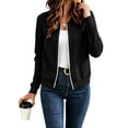 thumbnail image 5 of IUYRTFE Women's Zip Up Ribbed Knit Bomber Jacket Long Sleeve Lightweight Casual Cardigan Top, 5 of 9