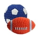 thumbnail image 1 of 2 pelotas deportivas con sonido chirriante, juguetes para masticar y morder, suministros para mascotas para perros y cachorros (1 pelota de rugby, 1 pelota de fútbol, talla L), 1 of 5