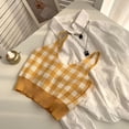 thumbnail image 2 of Camisola de punto con cuadros, top corto sin mangas a cuadros, bonito chaleco para adolescentes, niñas y mujeres, atuendo de verano, 2 of 5