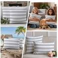thumbnail image 5 of Grey Stripe Outdoor Waterproof Pillow Covers, Modern Simple Geometric White Striped Decorative Square Throw Pillowcase Sofa Cushion Sham for Patio/Couch/Chair, 18"x18" 2 Pack, 5 of 8