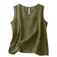 thumbnail image 5 of Cotton Linen Tank Tops for Women 2026 Summer Casual Comfy Sleeveless Linen Shirts Loose Lightweight Gauze Cami Army Green XL, 5 of 6