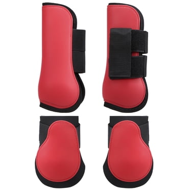 Amdohai Adjustable Horse Leg Boots Set Equine Front Leg Guard Hind Boots Neoprene Horse Hock Protectors Equestrian Equipment