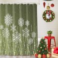 thumbnail image 5 of Small Stall Shower Curtain 48x72 Inch Narrow Half Size Christmas Snowflakes Bath Curtains Bathroom Decor, Xmas Sage Green Snowy Winter Waterproof Fabric Shower Curtain Set with Hooks 48 Inch, 5 of 8