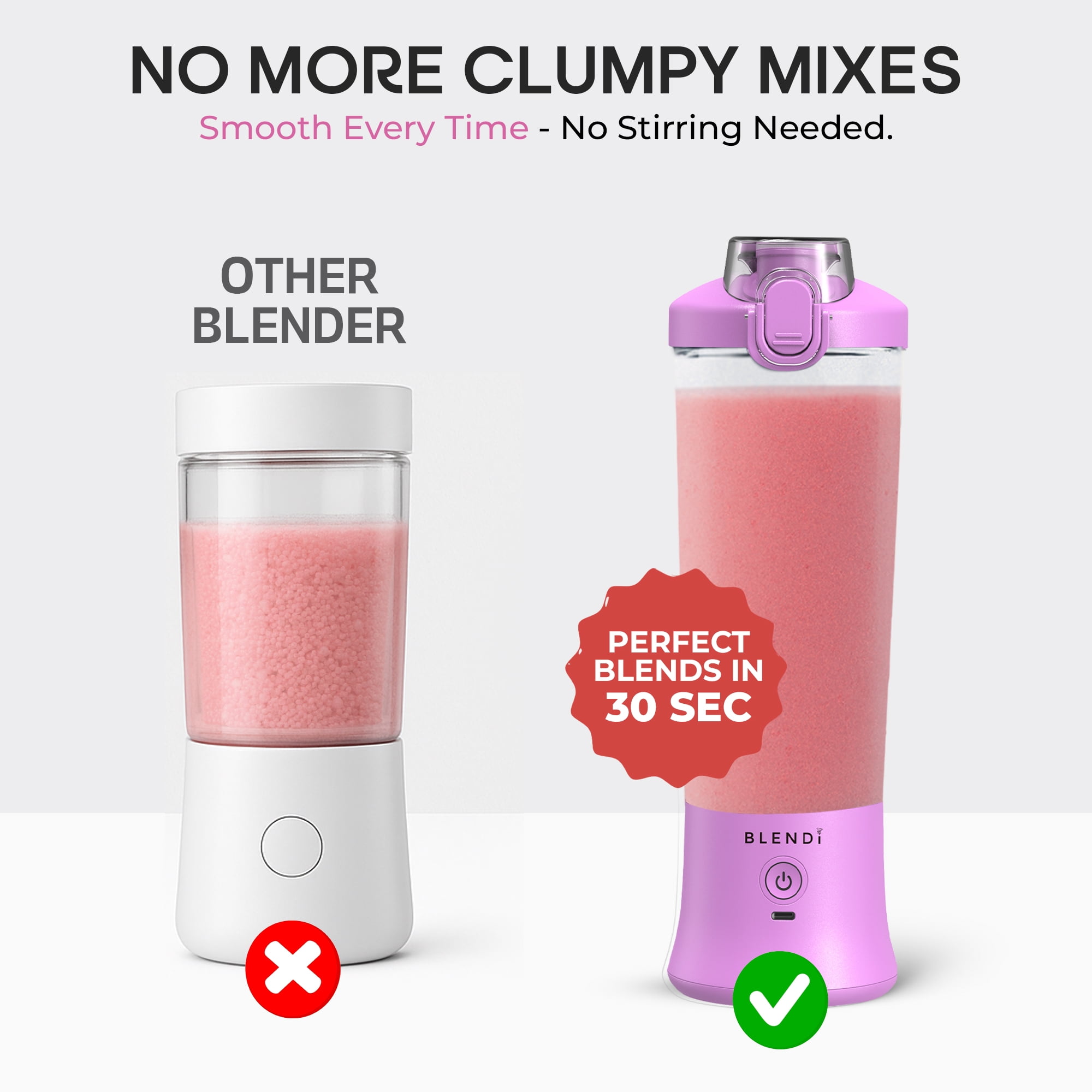 Blendi X 24 oz BPA-Free Rechargable Portable Blender, Purple