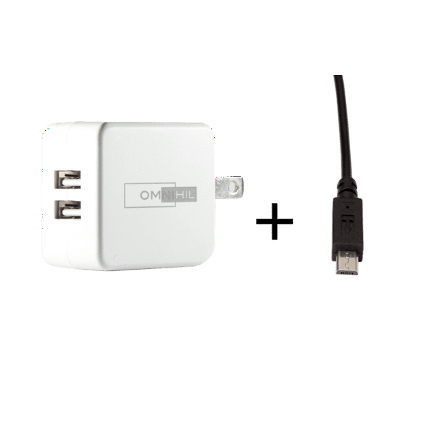 Tandheelkundig straal Grijp UL Listed] OMNIHIL 2-Port Wall Charger+5FT MICRO-USB Cable Compatible  with&nbsp;AKASO EK7000 Pro 4K Action Camera - Walmart.com