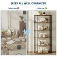 thumbnail image 3 of 71 Inches Wooden Bookshelf, 6 Tier Industrial Tall Book Shelf, Metal Frame Large Open Bookcase, Freestanding Wooden Bookshelf Storage Rack for Bedroom, Living Room, Home Office, Black, 3 of 7