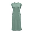 thumbnail image 7 of Wedding Guest Dresses for Women Solid Color Round Neck Sleeveless Maxi Dress with Pockets and Side Slits Fashion Outfit M, 7 of 7