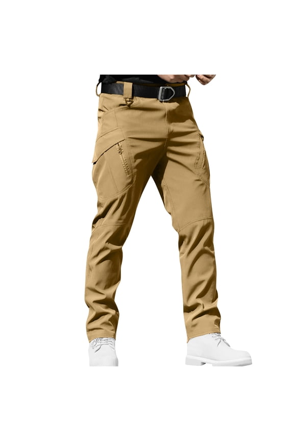 Combat Trousers for Men Waterproof Cargo Work Pants with Zip Pockets Plain Slim Fit Tactical Trouser Stretch Heavy Duty Utility Bottoms Outdoor Mens Climbing Walking Clothes