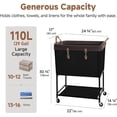 thumbnail image 2 of 2-Tier Rolling Laundry Basket, Heavy Duty Metal Frame with Lockable Wheels, Large Capacity Clothes Hamper for Bedroom Dorm Closet Organization, Black, 2 of 6