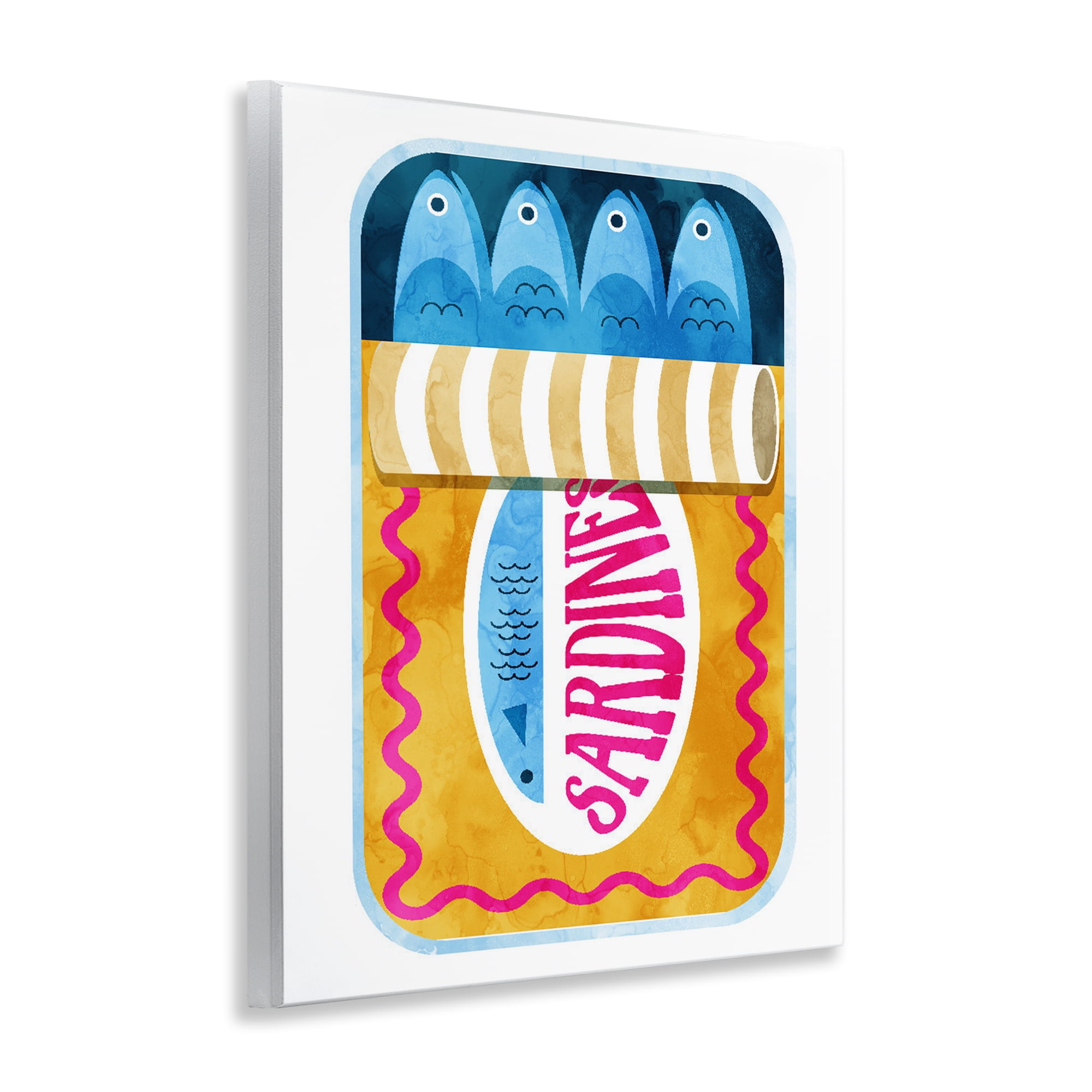 Yellow and Pink Sardine Tin Wall Plaque Art, design by Daphne Polselli