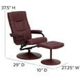 thumbnail image 4 of Flash Furniture Contemporary Multi-Position Recliner and Ottoman with Wrapped Base in Burgundy LeatherSoft, 4 of 12