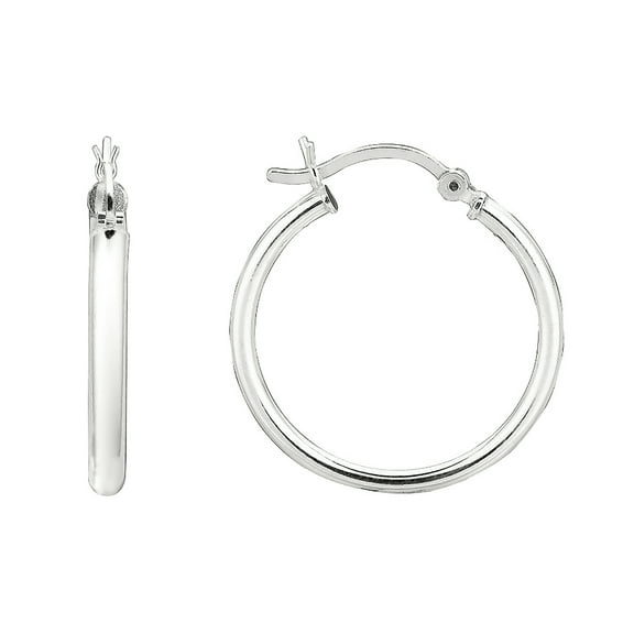Sterling Silver Snap Closure Tubular Hoops Hoop Earrings